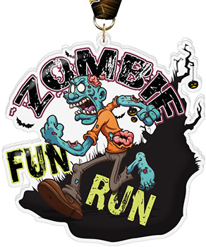 Zombie Fun Run Colorix-M Acrylic Medal- 3.75 inch