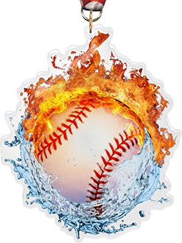 Fire & Water Baseball Colorix-M Acrylic Medal