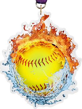 Fire & Water Softball Colorix-M Acrylic Medal