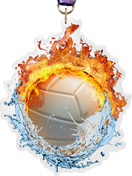 Fire & Water Volleyball Colorix-M Acrylic Medal