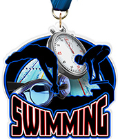 Swimming Colorix-M Acrylic Medal - 3.75 inch