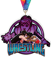 Wrestling Female Colorix-M Acrylic Medal- 3.75 inch
