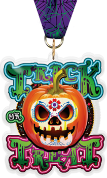 Halloween Sugar Skull Colorix-M Acrylic Medal - 3.75 inch