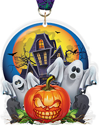 Halloween Pumpkin & Ghosts Colorix-M Acrylic Medal- 3.75 inch