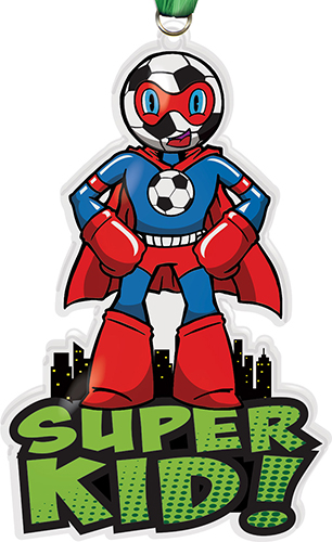 Exclusive Soccer Super Kid Acrylic Medal- 6 inch