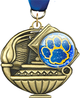 Paw Blue & Gold Insert Academic Medal