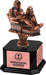 Bronze Finish Armchair Fantasy Racing Sculpture on Monument Base