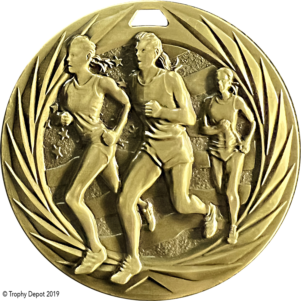 Cross Country Running Female 1.75 inch Blade 3D Diecast Medal