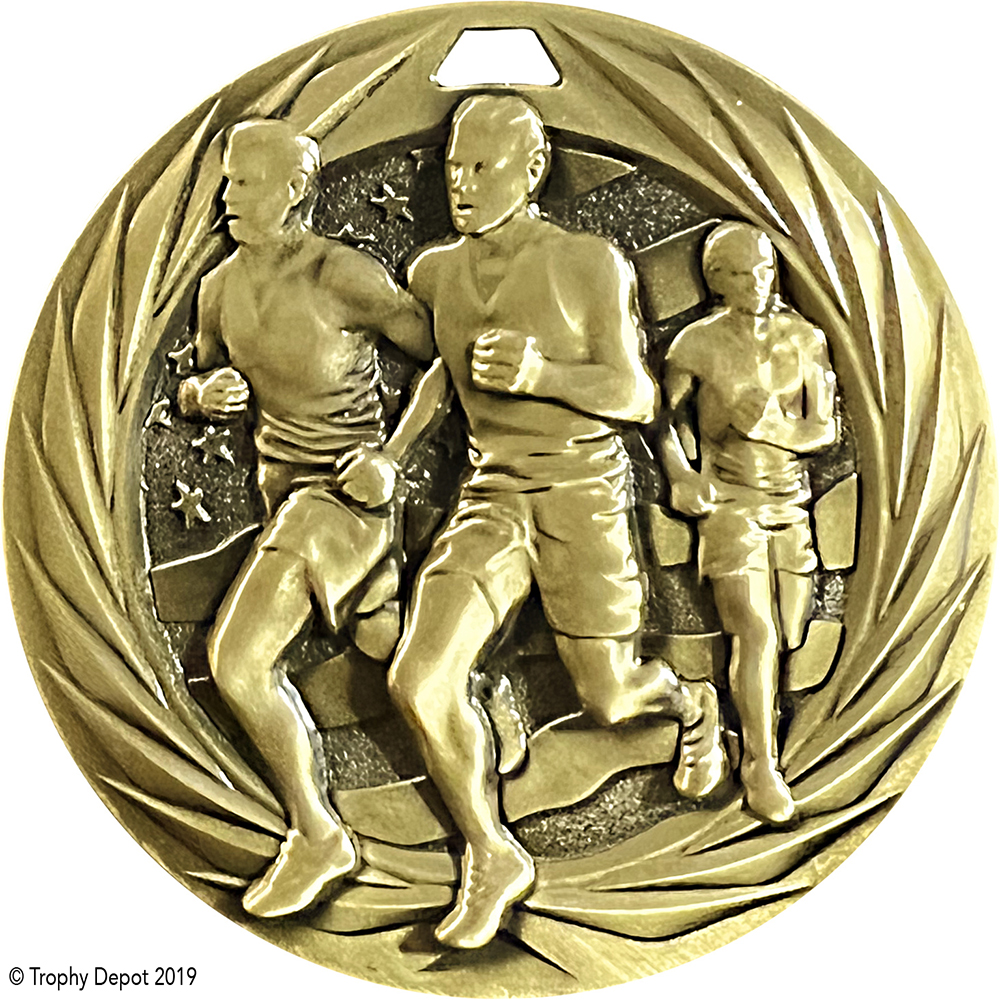 Cross Country Running Male 1.75 inch Blade 3D Diecast Medal