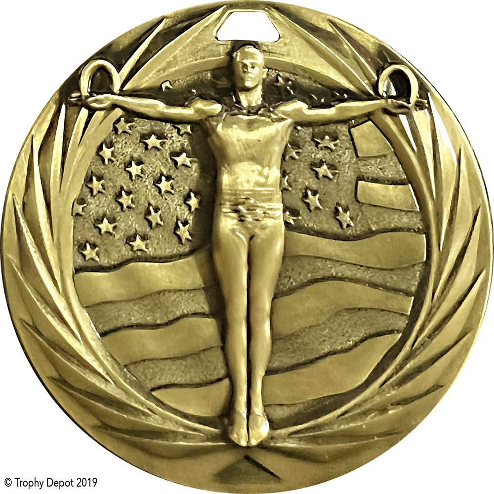 Gymnastics Male 1.75 inch Blade 3D Diecast Medal
