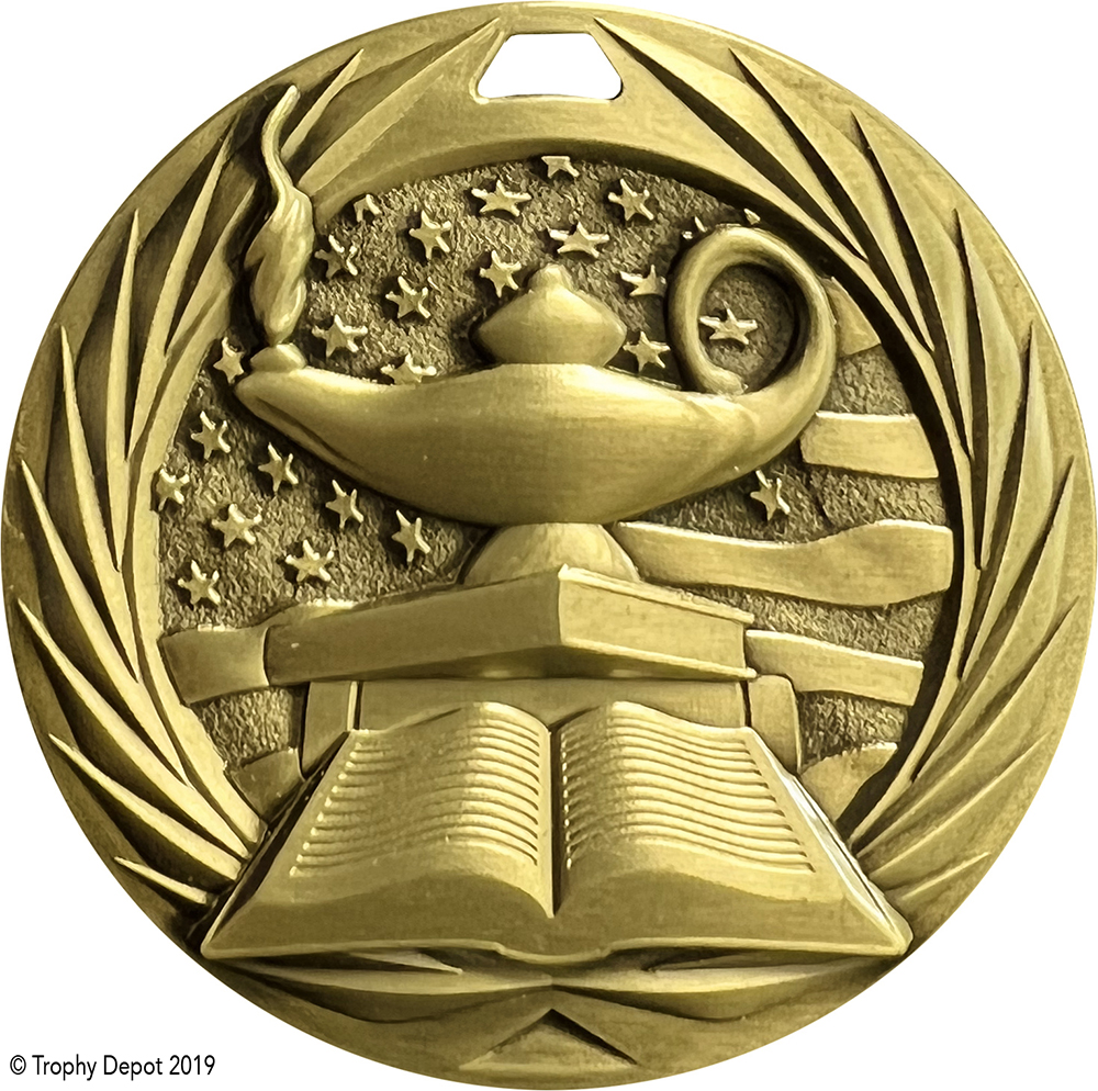 Lamp of Knowledge 1.75 inch Blade 3D Diecast Medal