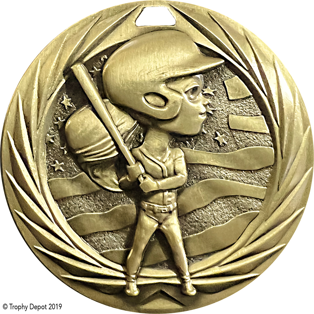 Baseball Youth Female 2.75 inch Blade 3D Diecast Medal