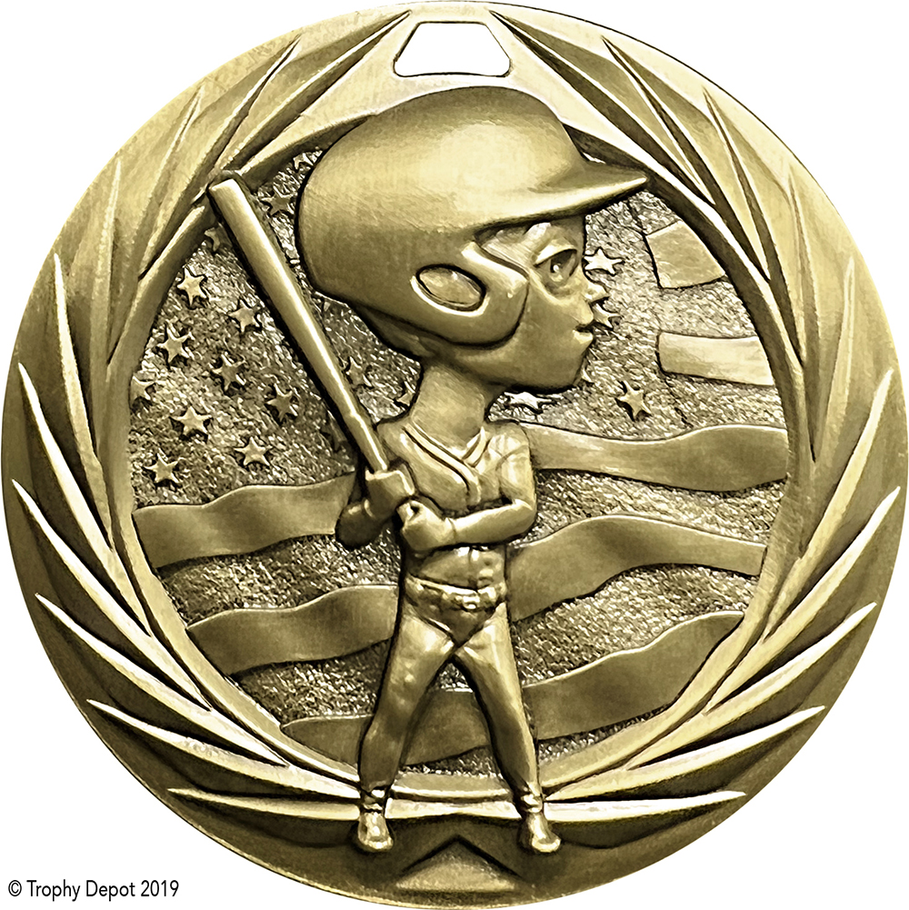 Baseball Youth Male 2.75 inch Blade 3D Diecast Medal