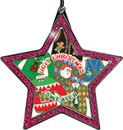 Pink Sparkle Star-Shaped Black Nickel Finish Insert Ornament
