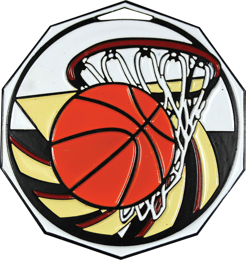 Basketball Decagon Painted Medal