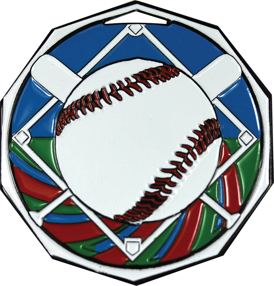Baseball Decagon Painted Medal