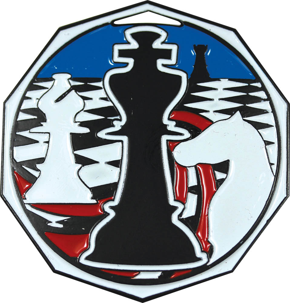 Chess Decagon Painted Medal