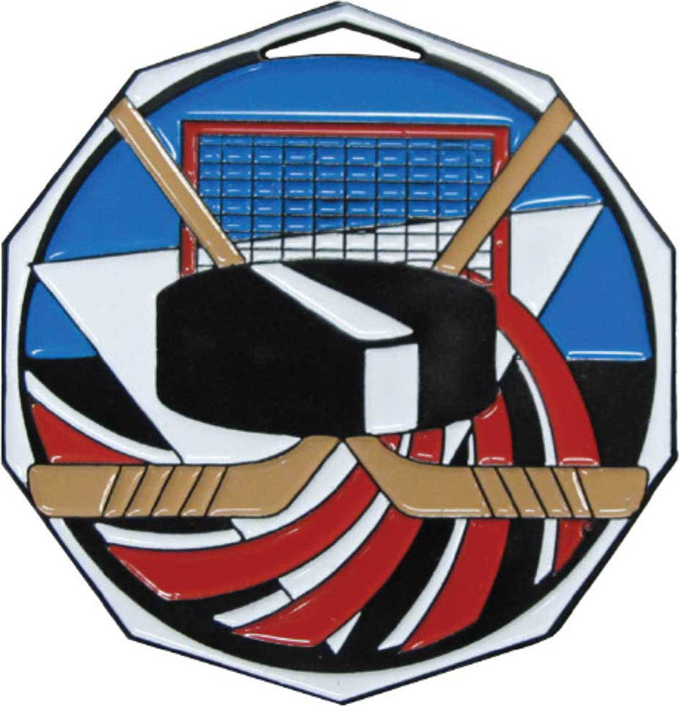 Hockey Decagon Painted Medal