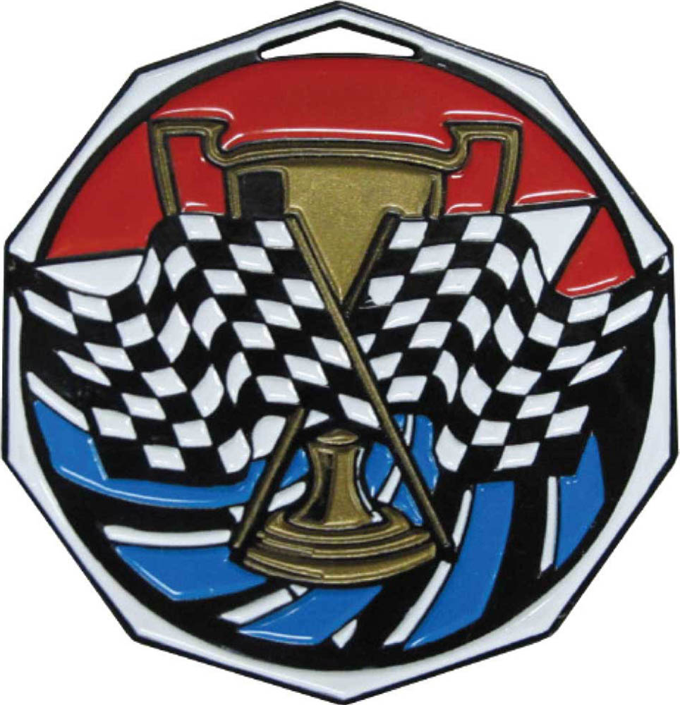 Auto/ Racing Decagon Painted Medal