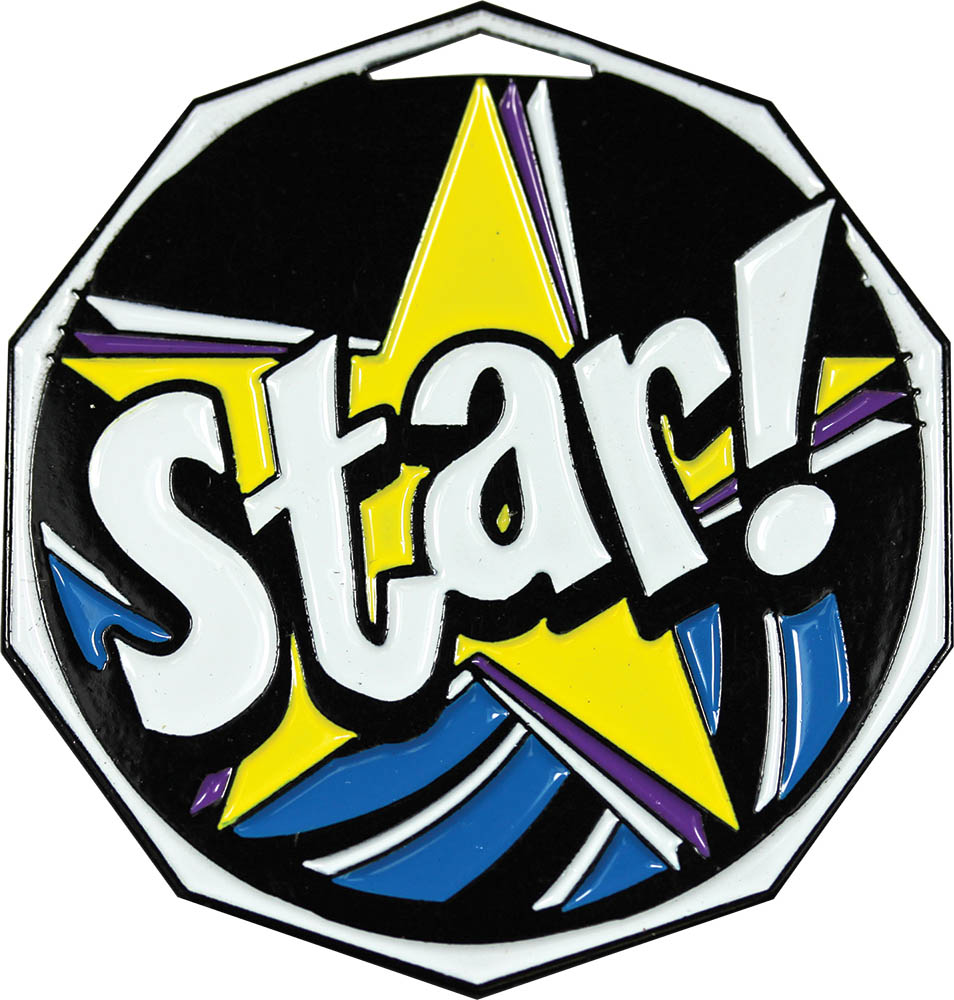 Star Decagon Painted Medal