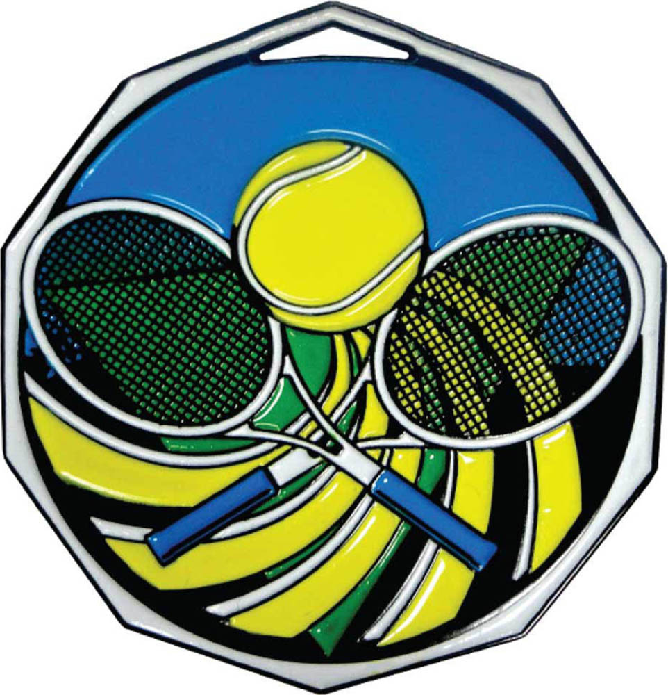 Tennis Decagon Painted Medal