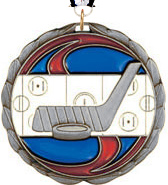 Hockey Epoxy Color Medal - Silver