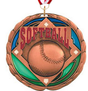 Softball Epoxy Color Medal - Bronze