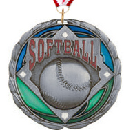 Softball Epoxy Color Medal - Silver