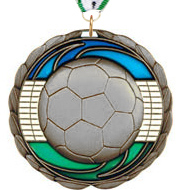 Soccer Epoxy Color Medal - Silver