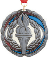 Victory Torch Epoxy Color Medal - Silver