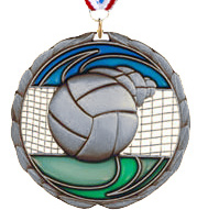 Volleyball Epoxy Color Medal - Silver