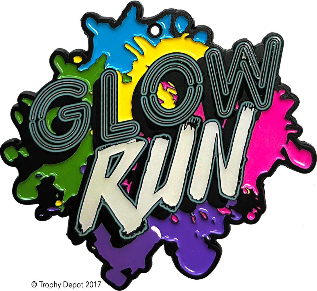 2.75 inch Glow Run - Glow in the Dark Medal