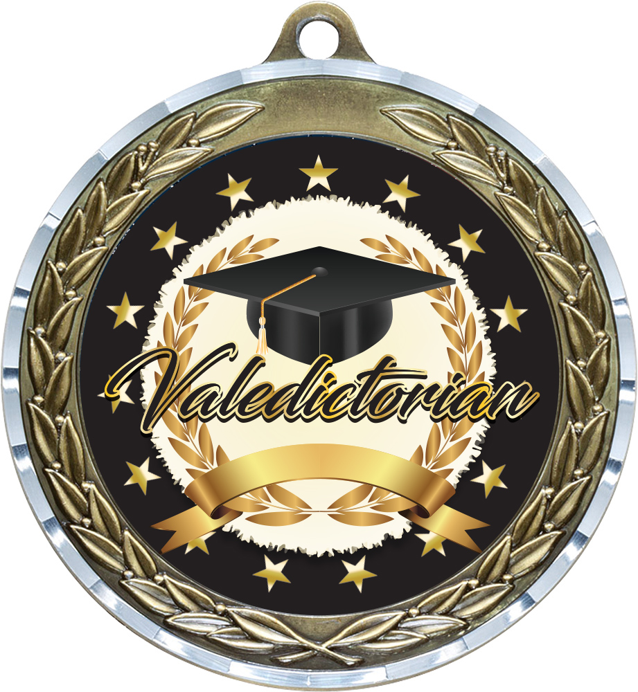 Valedictorian / Salutatorian Diamond Cut Border Diecast Insert Medal