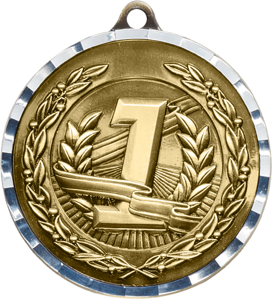 1st Diecast Medal with Diamond Cut Border- Gold