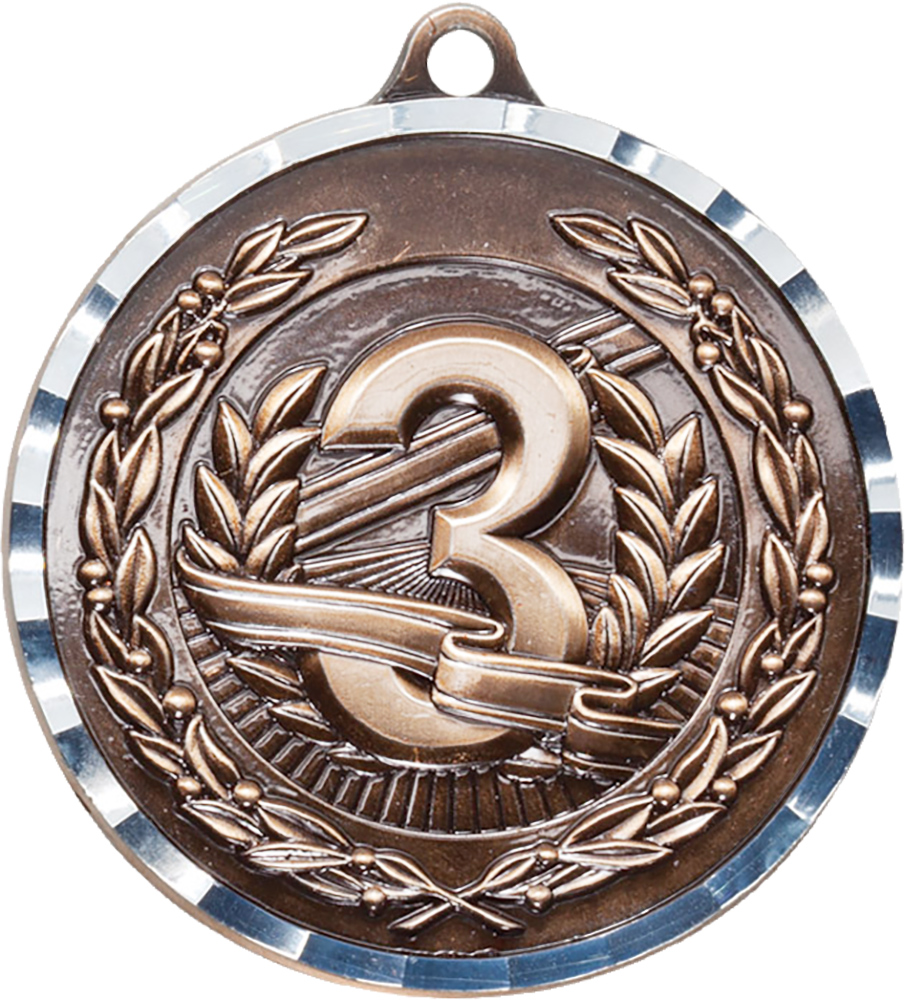 3rd Diecast Medal with Diamond Cut Border- Bronze