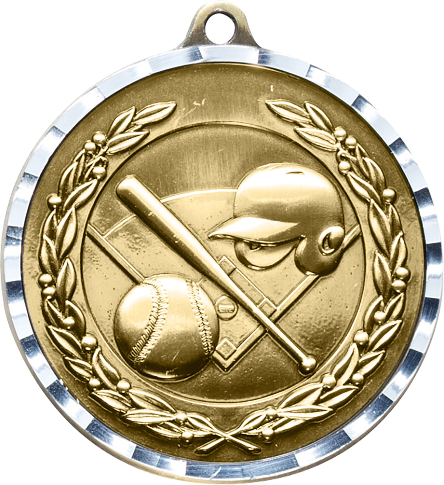 Baseball Diecast Medal with Diamond Cut Border