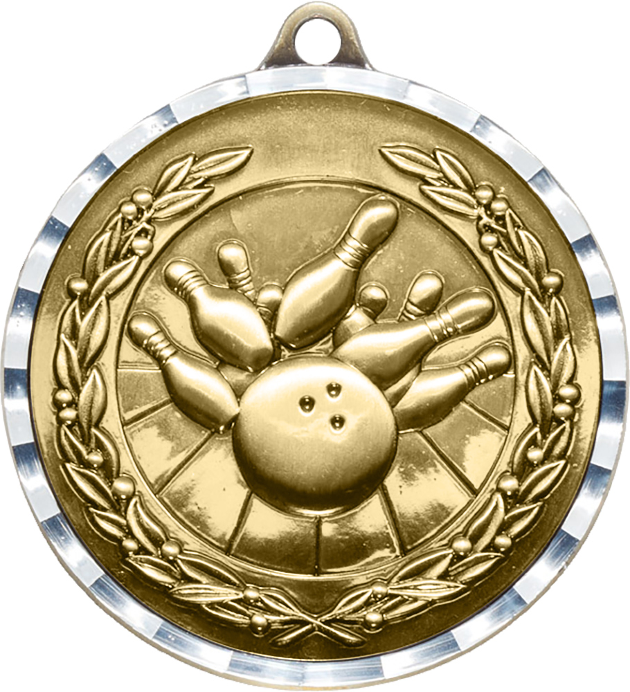 Bowling Diecast Medal with Diamond Cut Border