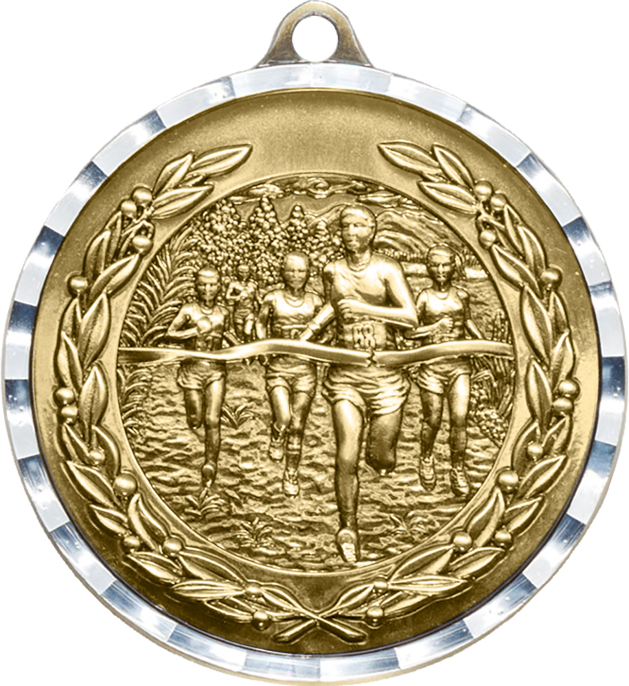 Cross Country Diecast Medal with Diamond Cut Border