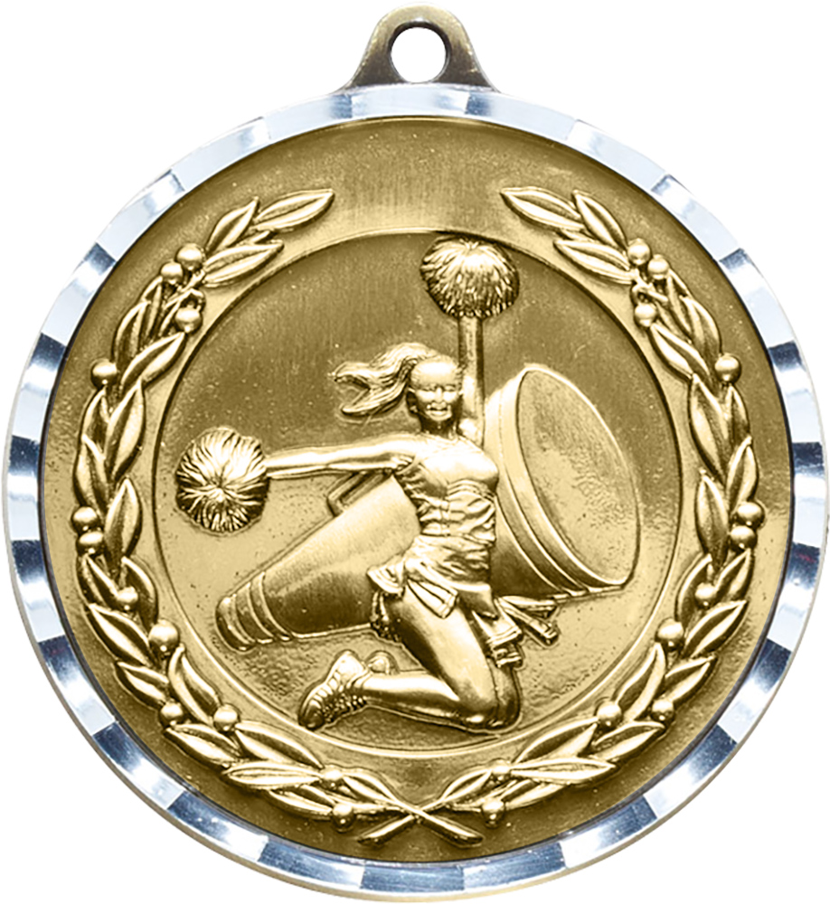 2.75 inch Cheer Diecast Medal with Diamond Cut Border