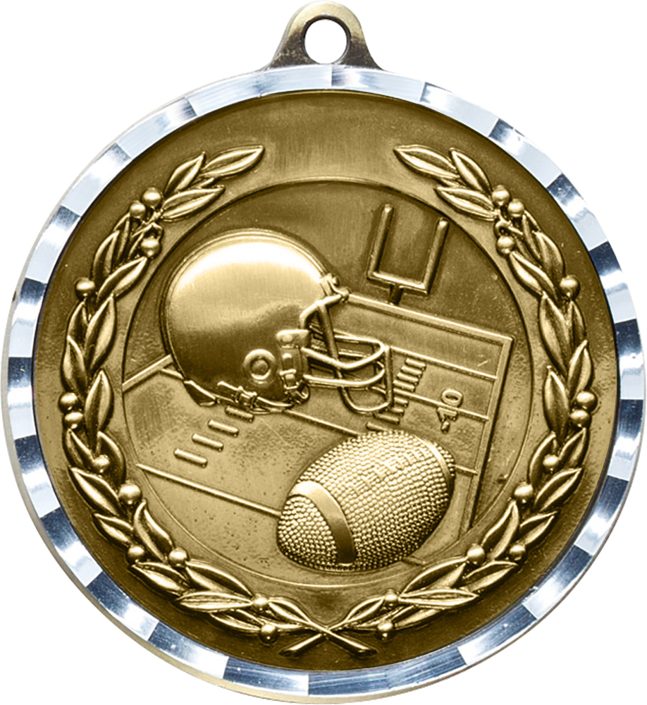 Football Diecast Medal with Diamond Cut Border