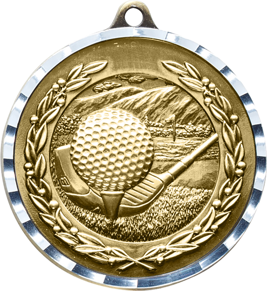 Golf Diecast Medal with Diamond Cut Border