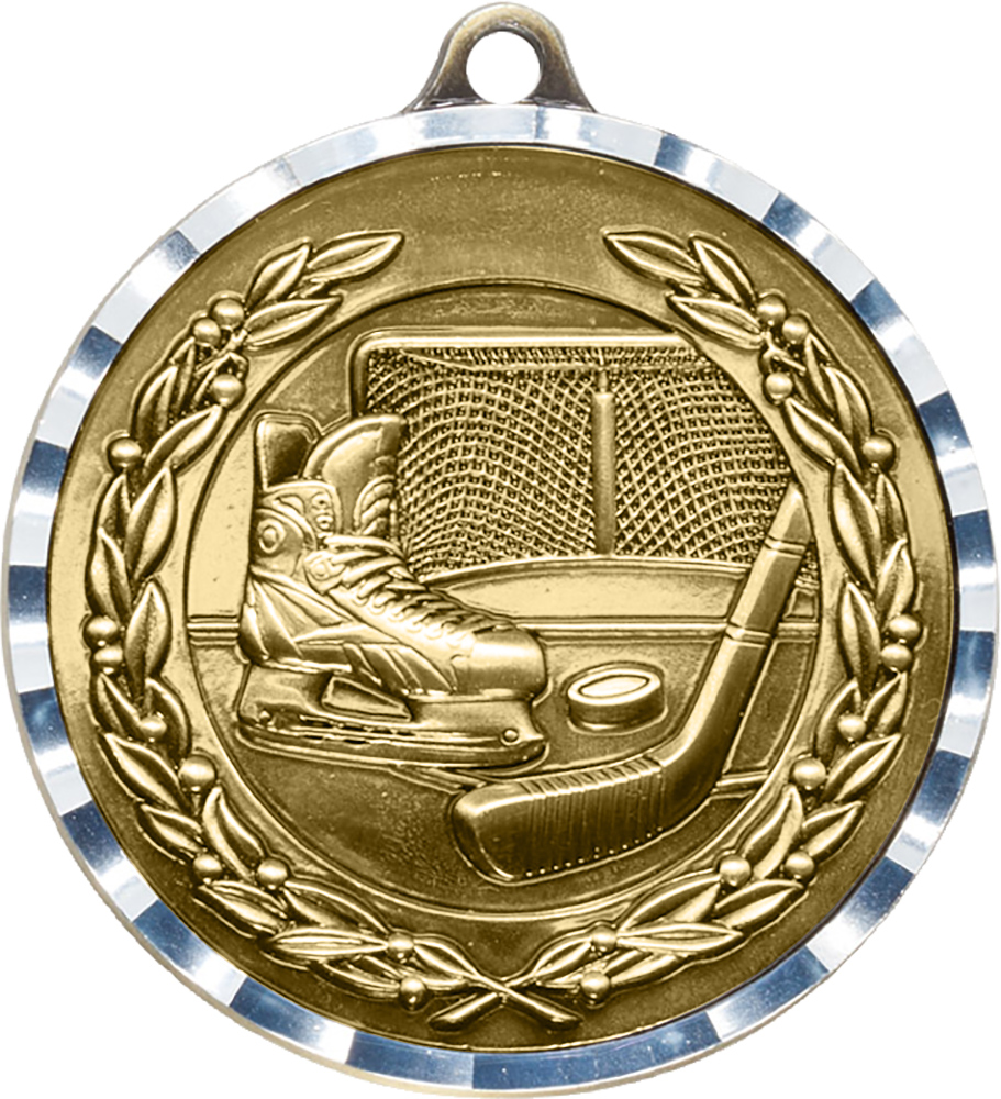 Hockey Diecast Medal with Diamond Cut Border