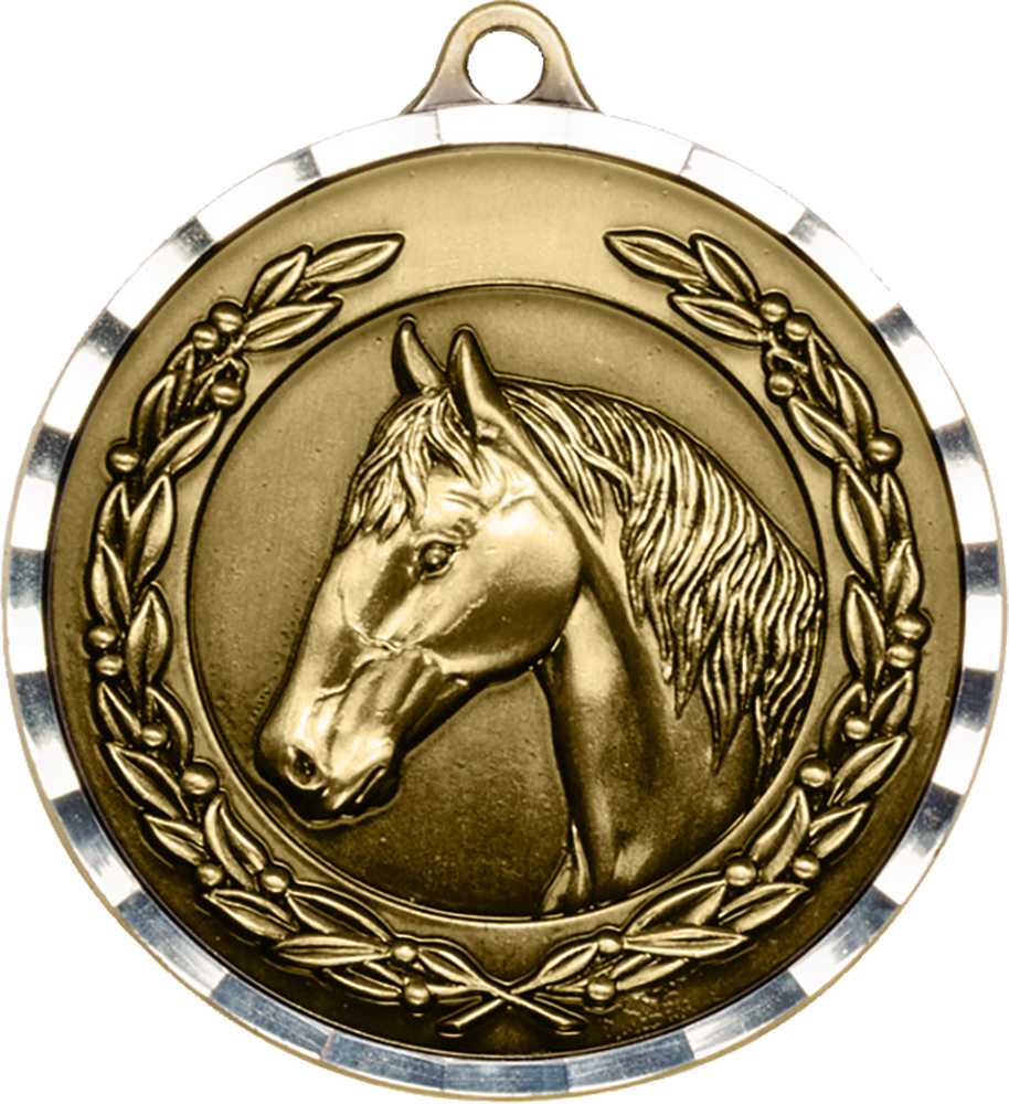 Horse Diecast Medal with Diamond Cut Border