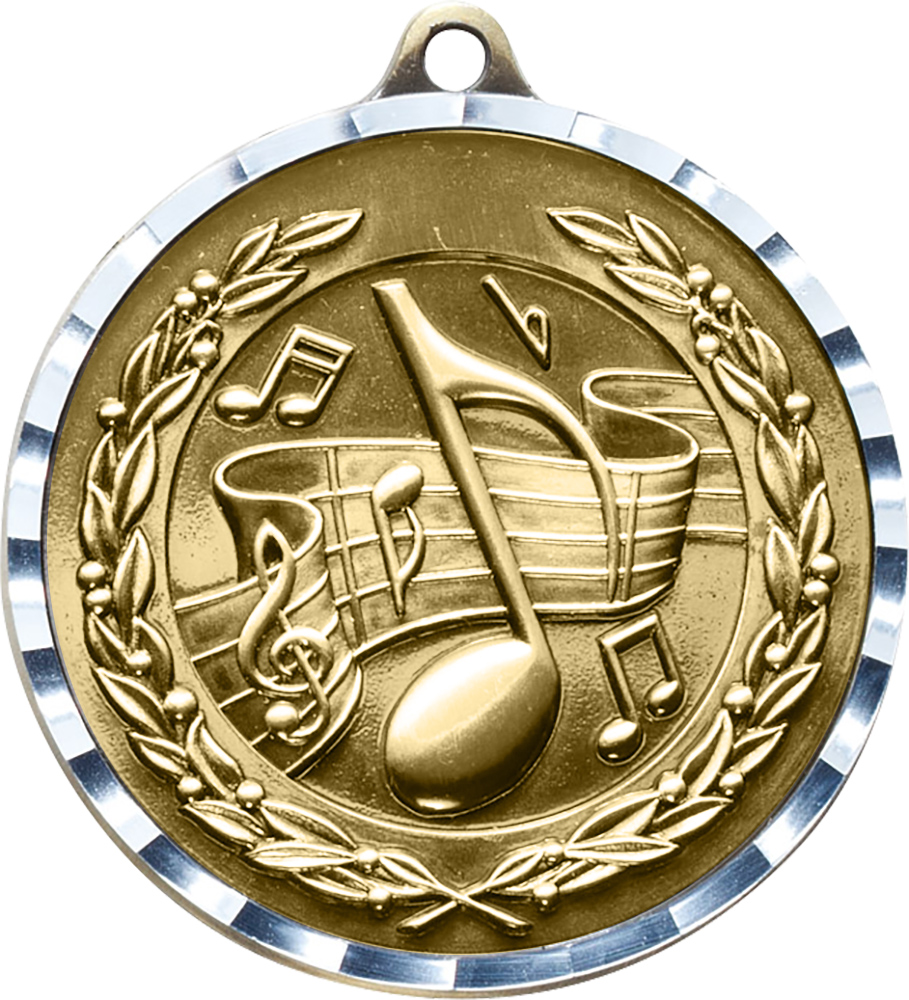 Music Diecast Medal with Diamond Cut Border