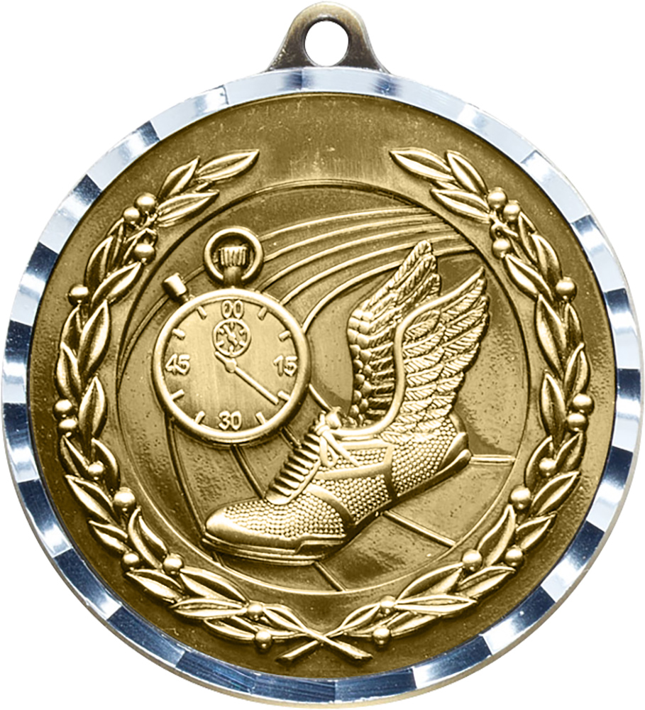 Track Diecast Medal with Diamond Cut Border