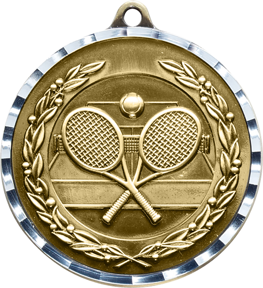 Tennis Diecast Medal with Diamond Cut Border
