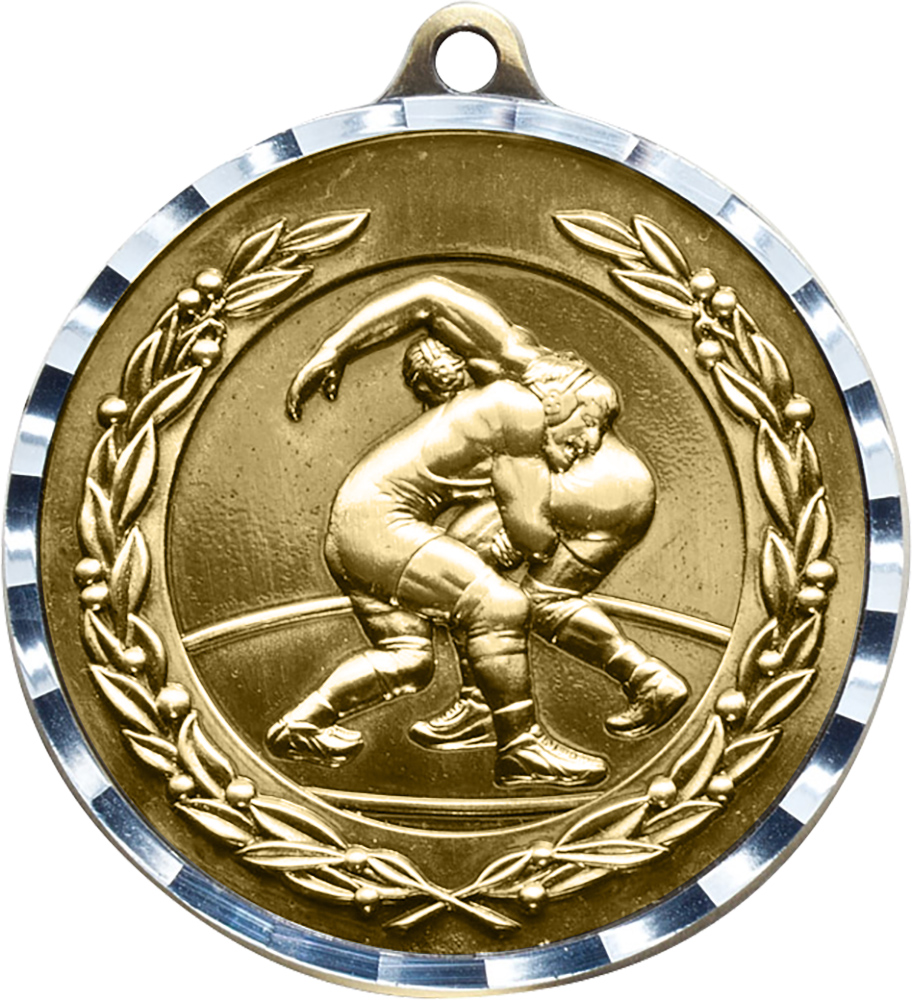 Wrestling Diecast Medal with Diamond Cut Border