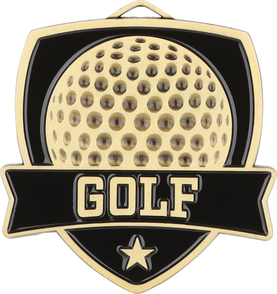 Golf Banner Shield Medal