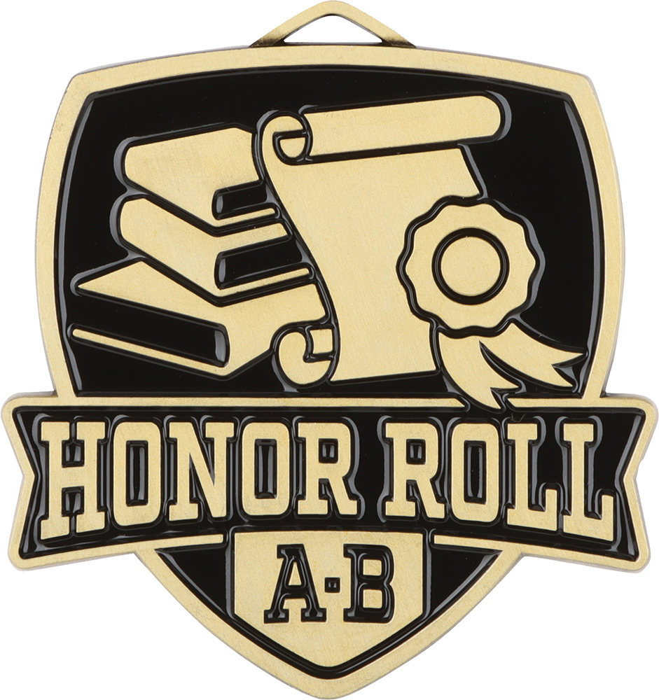 Honor Roll A-B Banner Shield Medal