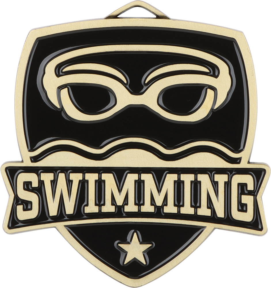 Swimming Banner Shield Medal